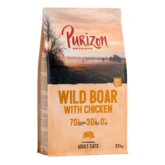 2,5 kg till extra lågt sparpris! Purizon torrfoder katt - Adult Wild Boar & Chicken
