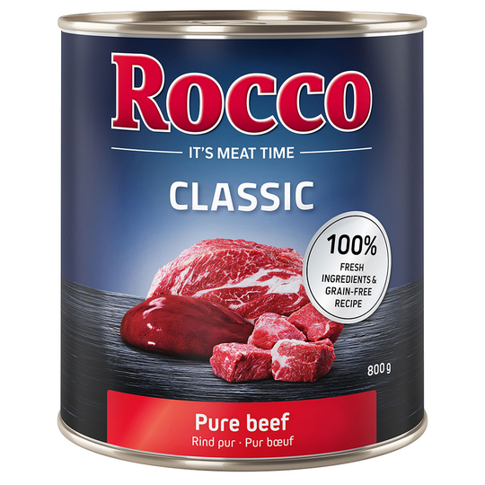 Ekonomipack: Rocco Classic 24 x 800 g hundfoder - Rent nötkött
