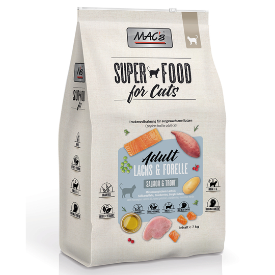 MAC's Superfood for Cats Adult Lax & öring - Ekonomipack: 2 x 7 kg