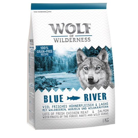 1 kg Wolf of Wilderness till sparpris! - Adult Blue River - Salmon