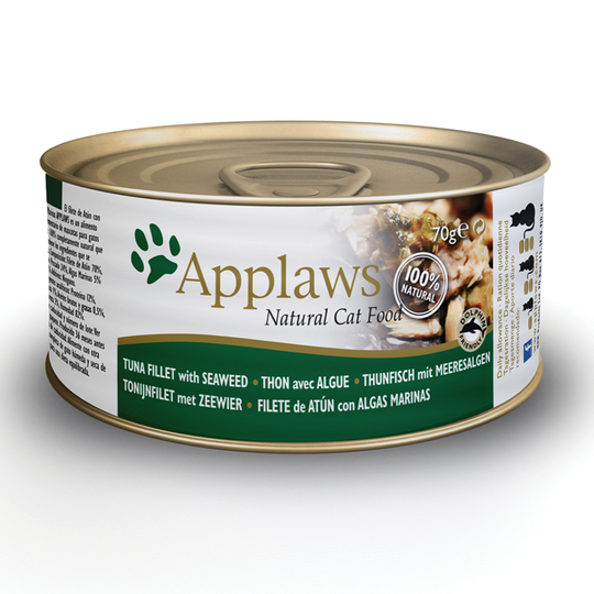 Blandat sparpack: 24 x 70 g Applaws våtfoder i buljong + 6 x 70 g Cosma Nature! - Tonfiskfilé & tång + Cosma Nature provpack
