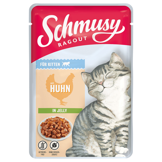 22 x 100 g Schmusy Ragout Kitten in Jelly Kyckling - Kyckling