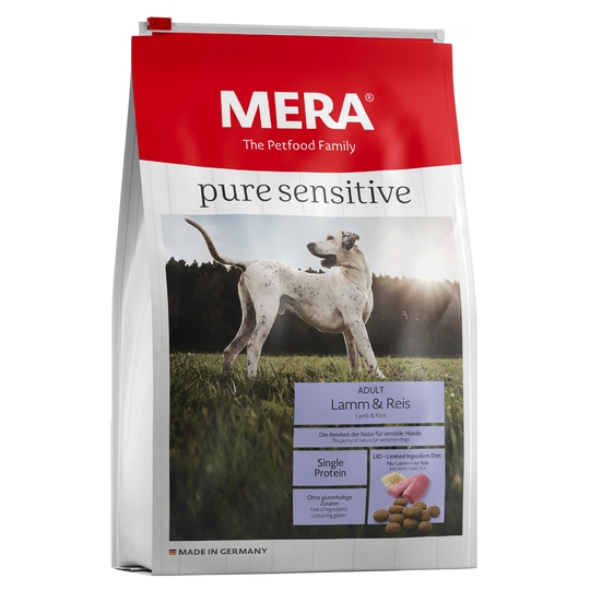 Ekonomipack: 2 x 12,5 kg MERA hundfoder pure sensitive Adult Lamm & ris (2 x 12,5)