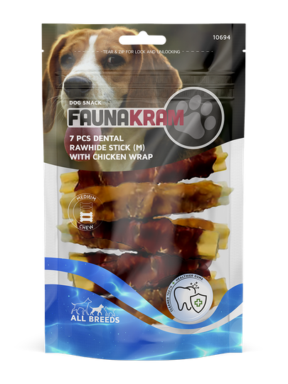 FAUNAKRAM Dental råhud med kyckling - 7 st - medium
