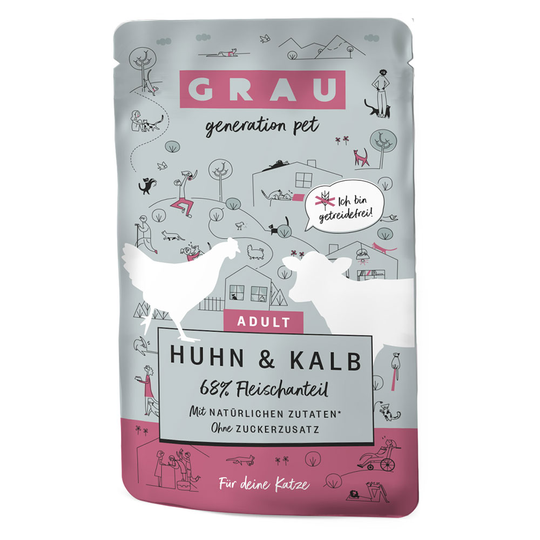 GRAU Gourmet Happen 16 x 125 g - Kyckling & kalv