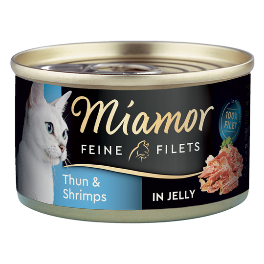 Ekonomipack: Miamor Fine Filets 24 x 100 g - Ljus tonfisk & räkor i gelé