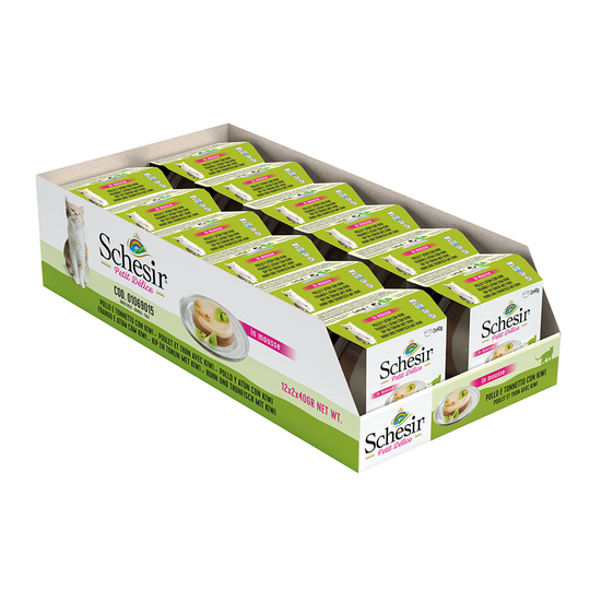 Ekonomipack: Schesir Petit Delice in Mousse 24 x 40 g - Kyckling, tonfisk & kiwi