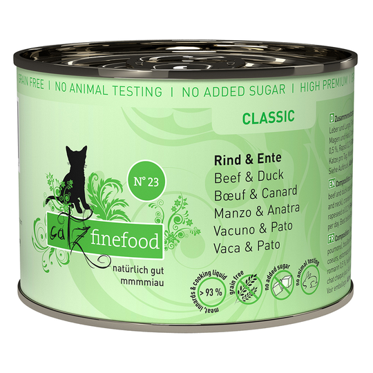 Ekonomipack: catz finefood på burk 24 x 200 g - Nötkött & anka