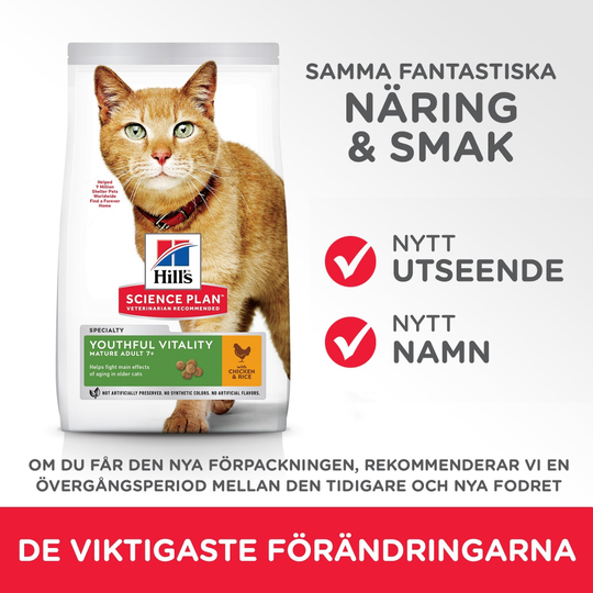 Hill's Science Plan Cat Mature Adult 7+ Senior Vitality Chicken & Rice (1,5 kg)
