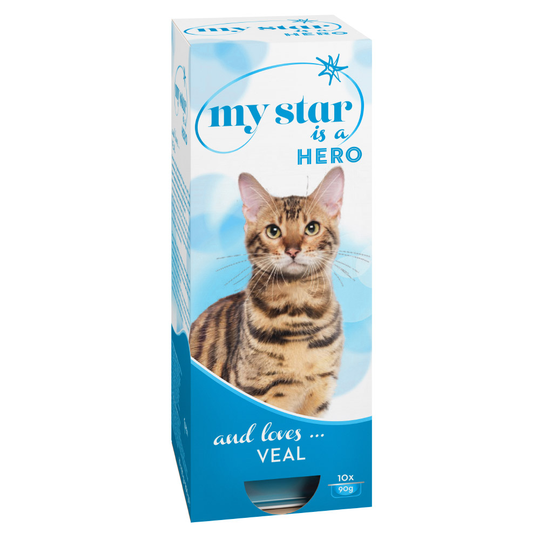 Stort ekonomipack: My Star kattmat 60 x 90 g - Hero med kalv