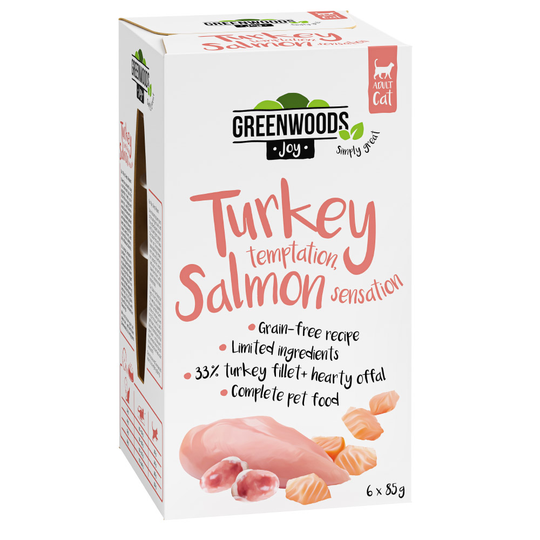 Ekonomipack: Greenwoods Joy 24 x 85 g - Kalkonfilé med lax