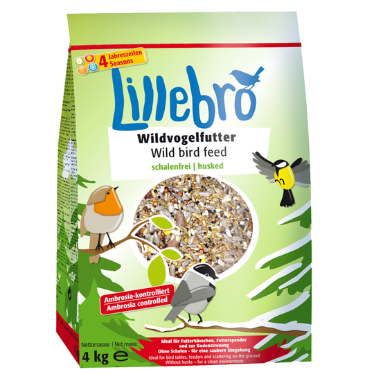Lillebro skalfritt set: vildfågelfoder + jordnötter + solrosfrön - 4 kg + 1 kg + 1 kg