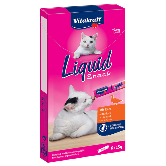 Ekonomipack: 24 st Vitakraft Cat Liquid-Snack á 15 g - Anka & betaglukan (24 x 15 g)