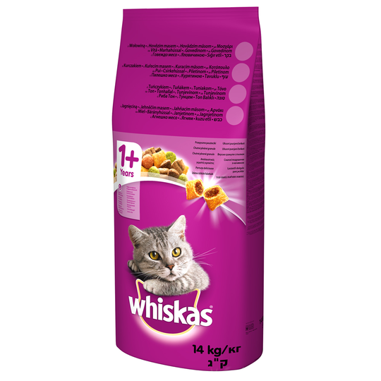 Whiskas 1+ Nötkött - Ekonomipack: 2 x 14 kg