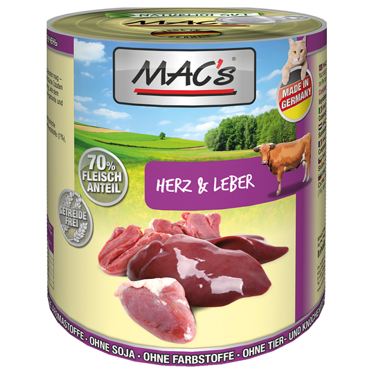 MAC's Cat kattfoder 6 x 800 g - Hjärta & lever