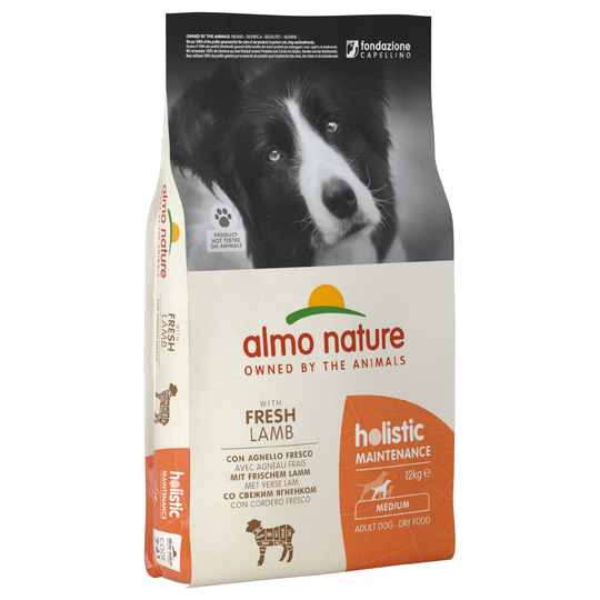 Ekonomipack: 2 / 3 påsar Almo Holistic Nature hundfoder - Adult Medium Lamm & ris (2 x 12 kg)