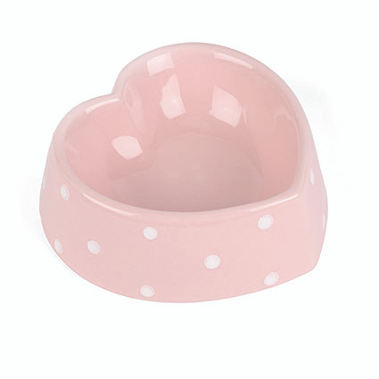 Kattskål - Hjärtformad - Rosa