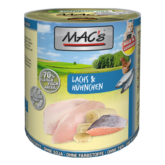 Ekonomipack: MAC's Cat våtfoder 24 x 800 g - Lax & kyckling