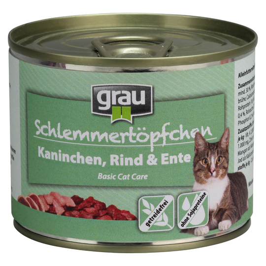 Ekonomipack: GRAU Gourmet spannmålsfritt 12 x 200 g - Kanin, nötkött & anka