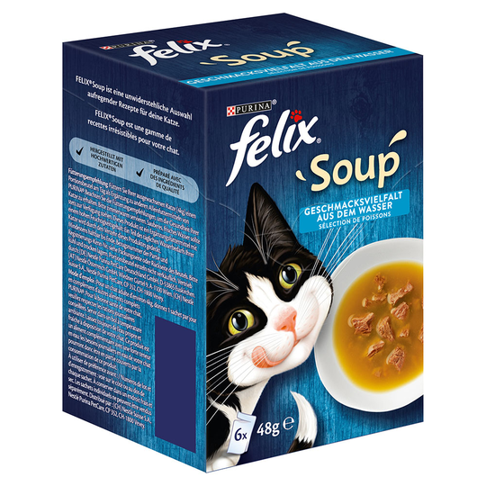 6 + 6 på köpet! 12 x 48 g Latz Soup kattmat - Fish Selection