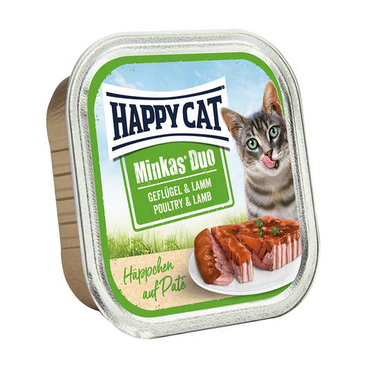 Ekonomipack: Happy Cat Duo - Bitar med paté 48 x 100 g - Fjäderfä & lamm