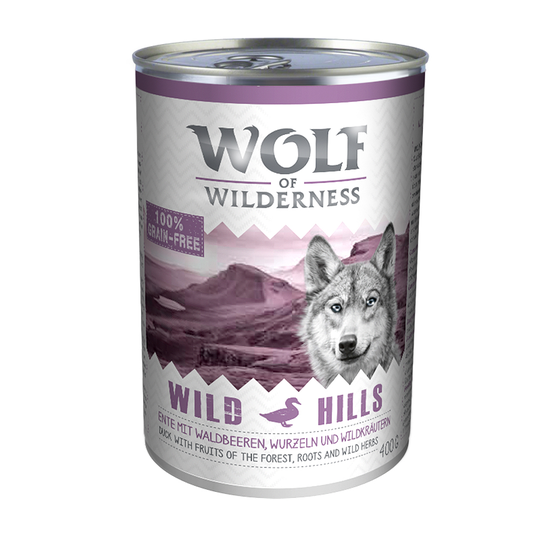 Ekonomipack: Wolf of Wilderness 12 x 400 g - Wild Hills - Duck