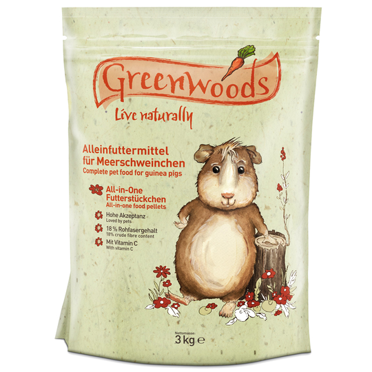 Greenwoods marsvinsfoder - 3 kg