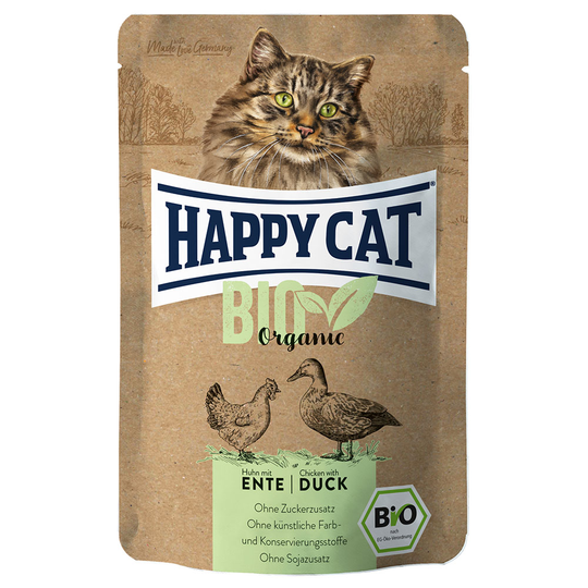 Ekonomipack: Happy Cat Bio Pouch 12 x 85 g - Eko-kyckling