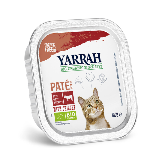 5 + 1 på köpet! 6 x 100 g Yarrah Organic Paté / Chunks - Paté Nötkött med cikoria
