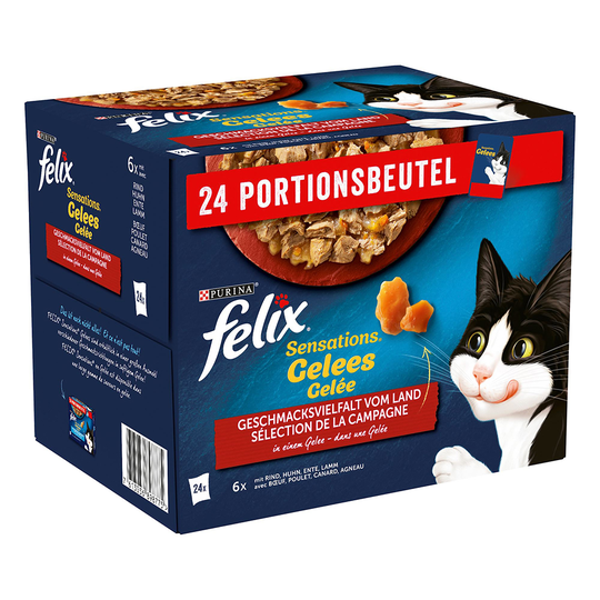 Latz Sensations Jelly / Sauce 24 x 85 g - Farm Selection i gelé / Nötkött, Kyckling, Anka, Lamm