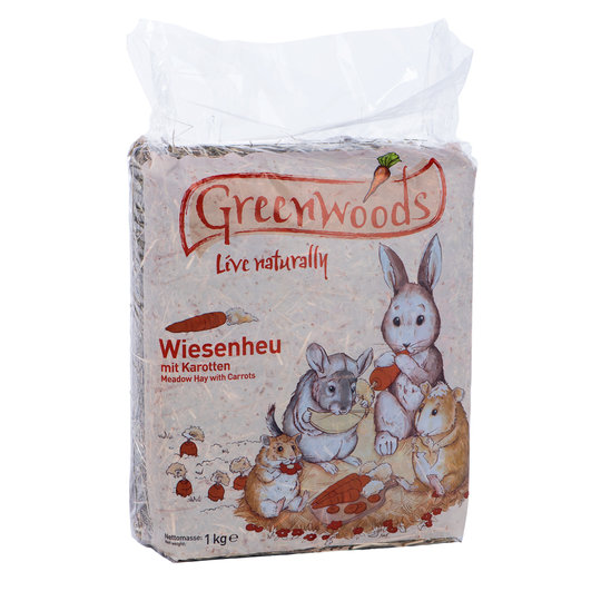 Ekonomipack: Greenwoods ängshö 3 / 10 kg - Morötter 3 kg