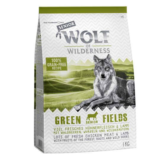 1 kg Wolf of Wilderness till sparpris! - Senior Green Fields - Lamb