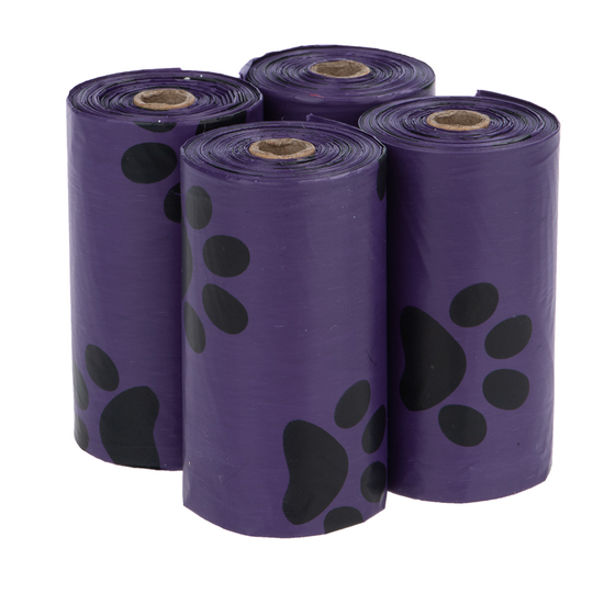 Hundbajspåsar med doft - 4 rullar à 15 påsar lila, Lavendel