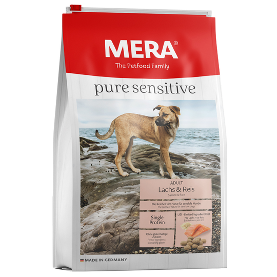 Ekonomipack: 2 x 12,5 kg MERA hundfoder pure sensitive Adult Lax & ris (2 x 12,5)