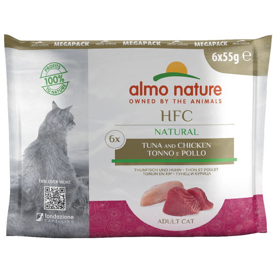Ekonomipack: Almo Nature HFC Pouch 12 x 55 g - Tonfisk & kyckling