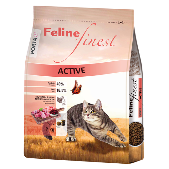 Porta 21 Feline Finest Active Kalkon & kyckling - Ekonomipack: 2 x 2 kg