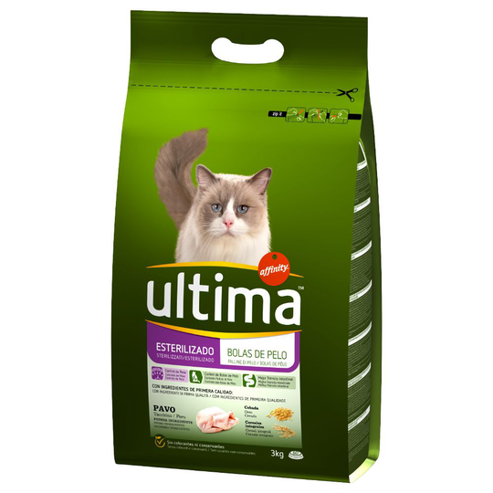 Ekonomipack: 2 / 3 påsar Ultima Cat Adult till lågt pris! - Sterilized Hairball (2 x 3 kg)