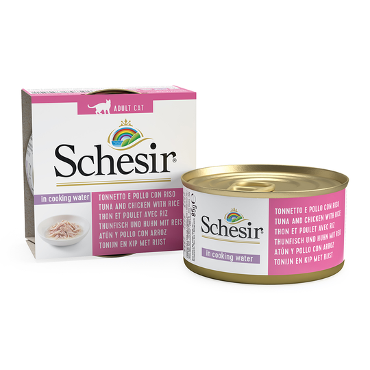 Schesir Natural med ris 6 x 85 g - Kyckling & nötkött med ris