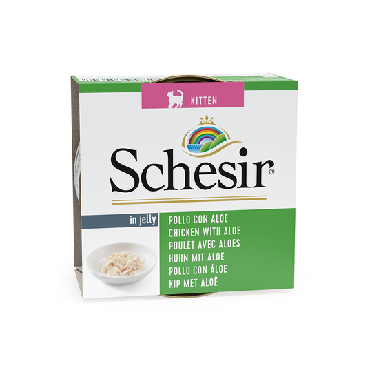 Ekonomipack: Schesir gelé 48 x 85 g Kitten: Kycklingfilé & Aloe
