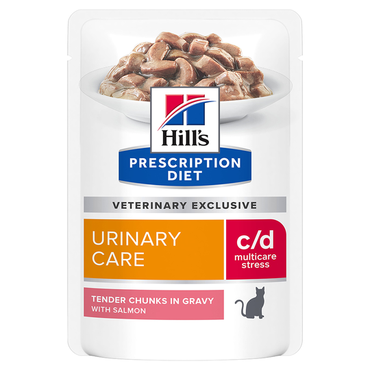 Ekonomipack: Hill's Prescription Diet Feline 48 x 85 g portionspåsar - 85 g c/d Urinary Stress Salmon i portionspåse