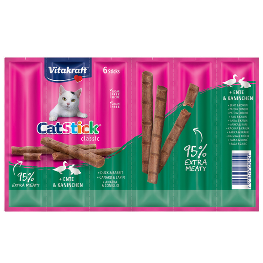 Vitakraft Cat Stick Mini - 6 x 6 g Anka & kanin