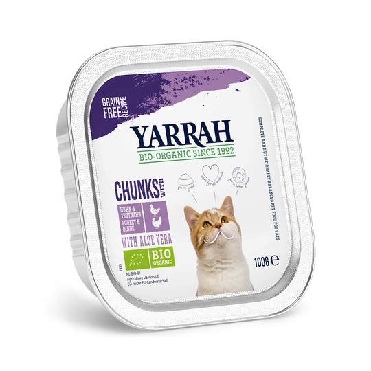 5 + 1 på köpet! 6 x 100 g Yarrah Organic Paté / Chunks - Chunks Kyckling & kalkon
