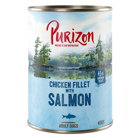 20 + 4 på köpet! Purizon Adult 24 x 400/800 g! - 24 x 400 g Salmon with Spinach & Coconut