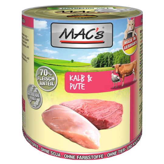 Ekonomipack: MAC's Cat våtfoder 24 x 800 g Kalv & kalkon