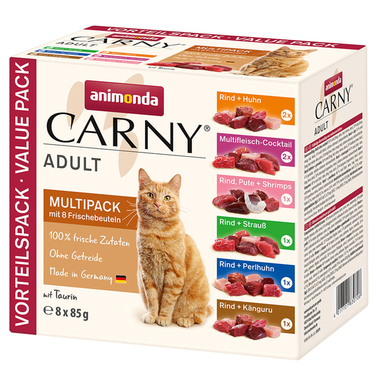 Ekonomipack: 24 x 85 g Animonda Carny Pouch - Blandpack 6 sorter