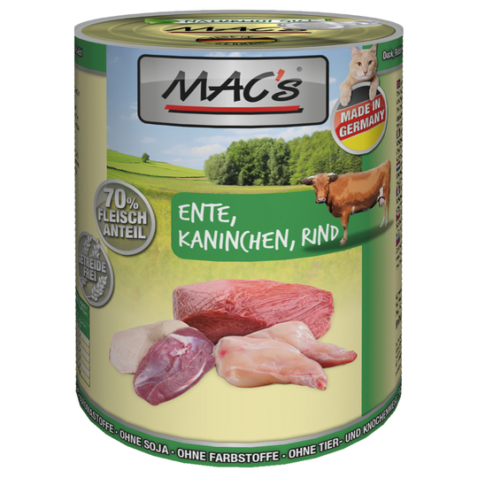 Ekonomipack: MAC's Cat kattfoder 12 x 400 g - Anka, kanin, nötkött