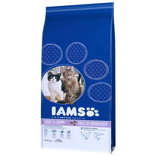 Ekonomipack: IAMS torrfoder för katter 2 x 10 kg - Pro Active Health Adult Multi-Cat Household (2 x 15 kg)
