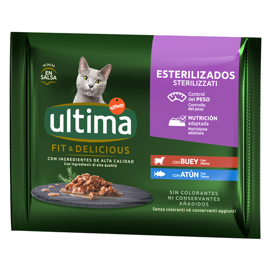Ekonomipack: Ultima Cat Sterilized 96 x 85 g - Nötkött & tonfisk