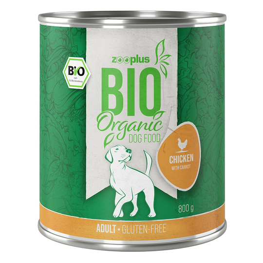 Ekonomipack: zooplus Bio 24 x 800 g - Eko-kyckling med eko-morötter (glutenfritt)