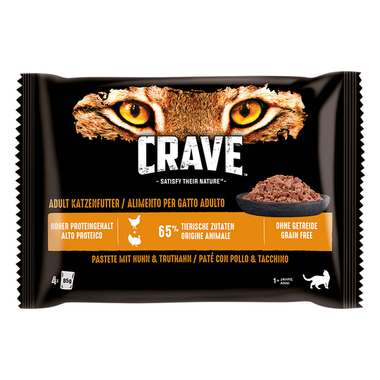 Ekonomipack: Crave Cat Pouch Multipack 48 x 85 g - Paté Chicken & Turkey
